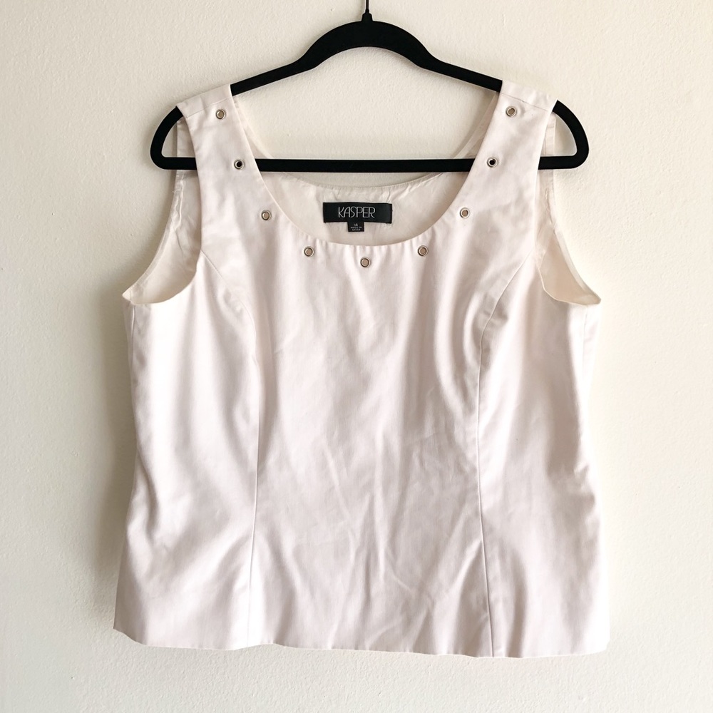 Kasper White Scoop neck Tank Grommet Size 14